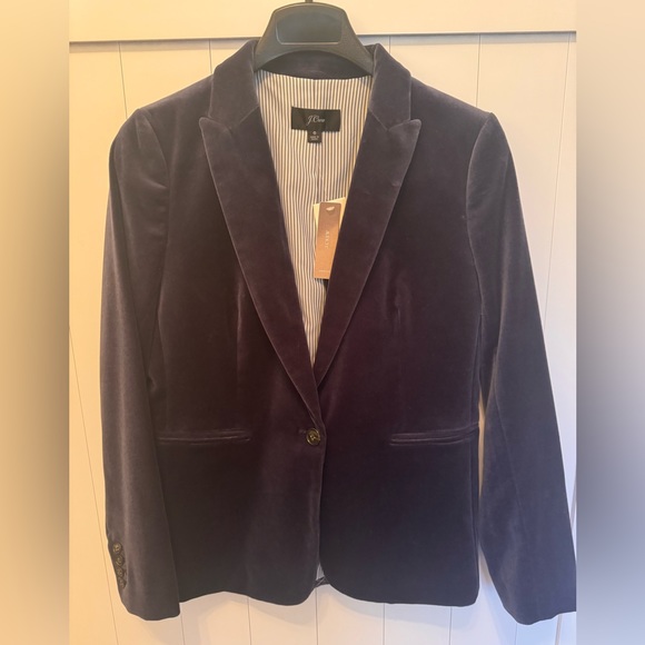 NWT J.CREW NAVY VELVET PARKE BLAZER SZ 6 - Picture 1 of 7